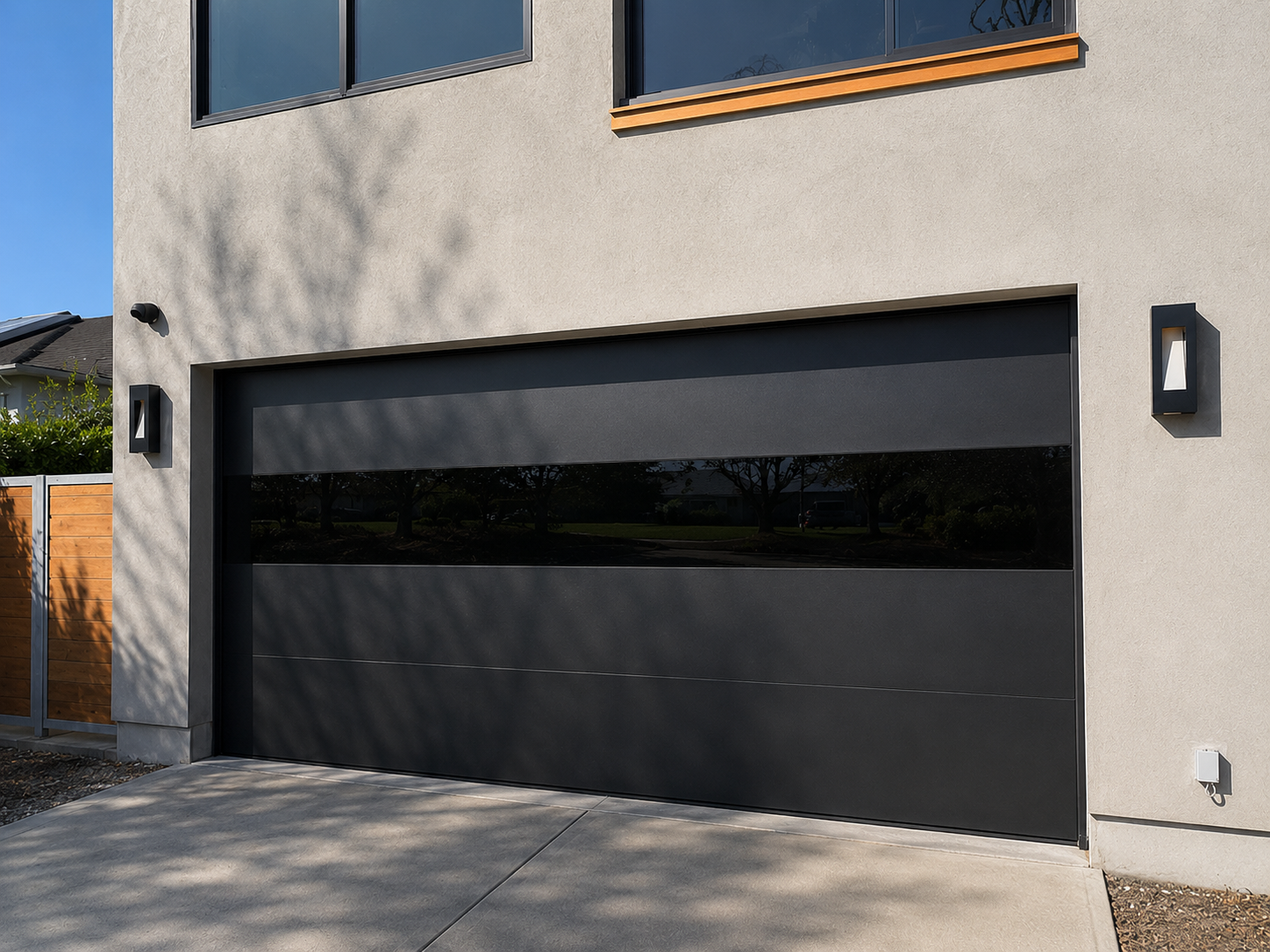 Contemporary steel garage door installation on a Dougherty Valley San Ramon executive home